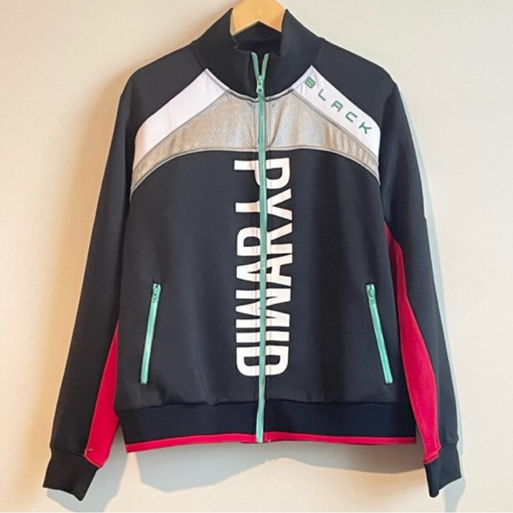 NWOT Men’s Black Pyramid Color Block Full Zip Jacket Sz XL.